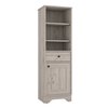 Tuhome St. Clair Linen Cabinet, Two Interior Shelves, Two Open Shelves, Single Door, Light Gray MLZ7125